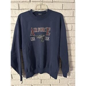 Jerzees Air Force USA Graphic Sweatshirt Mens Large Blue Crewneck Pullover